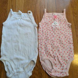 Set of 2 H&M Tank top bodysuits hearts summer rompers 1.5-2 years clouds 18m
